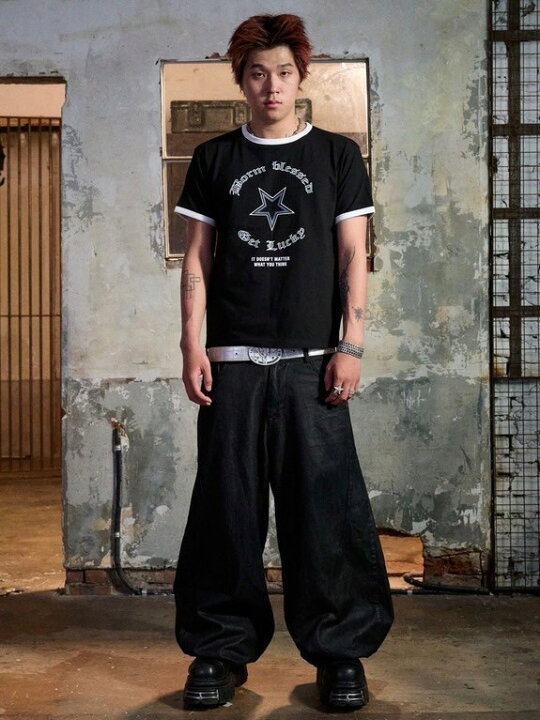 楽天市場】正規品【IFEELLUCKY Big wide baggy pants】ワイドデニム 