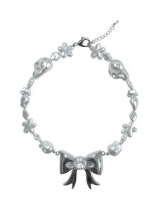 KiyHURJABOYACC BIG RIBBON MT PEARL NECKLACEzlbNX {lbNX K[[ tF~j Y2K