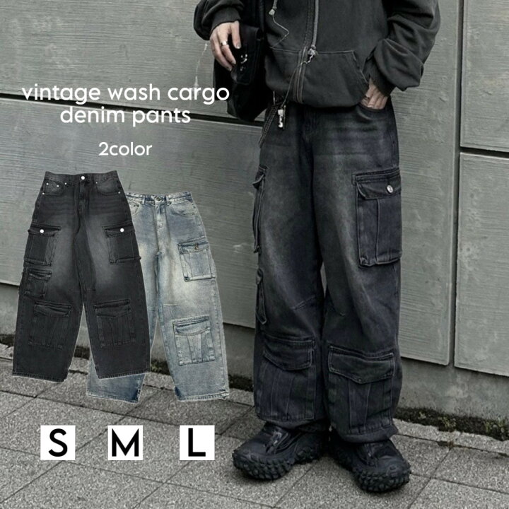 楽天市場】正規品【 Chikashitsu + vintage wash cargo denim pants 