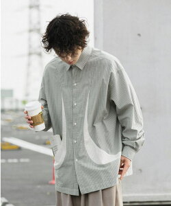 �ό`�|�P�b�g �X�g���C�v�V���c �����Y SHAPED POCKET STRIPE L/S SHIRT / 3COLORS