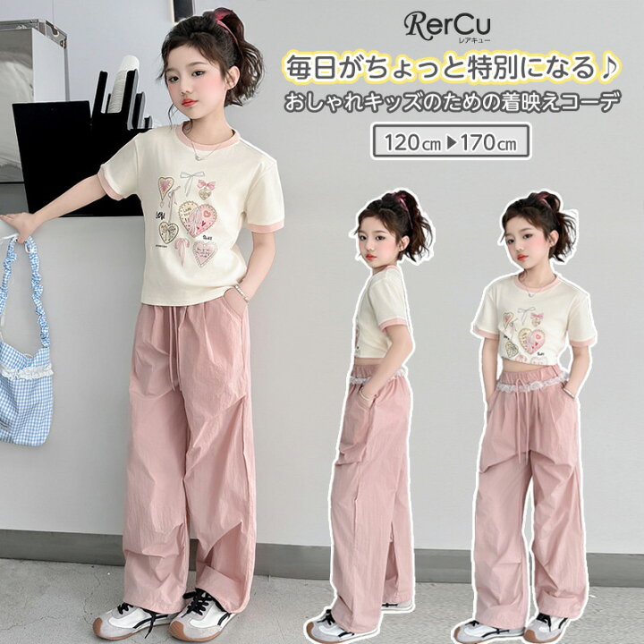 楽天市場】子供服 韓国風 ガールズ セットアップ 女の子 Tシャツ 