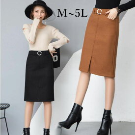 スカート タイトスカート　ペンシルスカート　タイト　ストレッチ　ミディア丈　 ひざ丈  ハイウエスト スリット　細見え　脚長効果　大きいサイズ　カジュアル お洒落　デート　オフィス　OL　お出かけ　秋冬　S　M　L　2L　3L