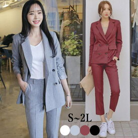 スーツセット　セットアップ　スーツ　ジャケット　パンツ　ブラックフォーマル セレモニースーツ レディーススーツ　OL フォマール　ママ　面接　卒業式　入学式　セレモニー　フォーマル　通勤　S M　L　2L