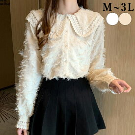 ブラウス バルーンスリーブ　シャツ 花柄　切り替え　トップス　ゆったり　トップス　レディース お洒落　長袖　　かわいい　オシャレ　S M L 2L 3L