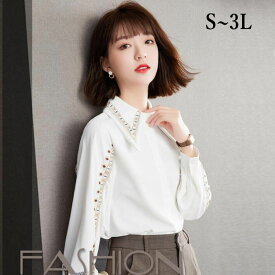 ブラウス　レディース　シャツ 刺繍　花柄　トップス　長袖　 大きいサイズ　カジュアル　卒業式 卒園式 オフィス おしゃれ OL 可愛い　S M L　LL　3L