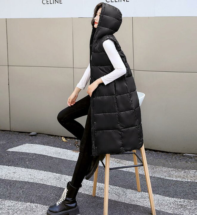 楽天市場】ロングベスト 中綿ベスト ダウンベスト レディース コート 