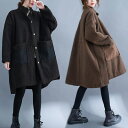 ボアコート レディース スタンドカラー アウター コート ジャケット プードル ボア ふわふわ もこもこ ロング ポケット付き　前後差　カジュアル　大きめ　大きいサイズ 体型カバー　あったか　防寒　秋冬