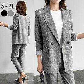 スーツセット　セットアップ　2点セット　スーツ　ジャケット　パンツ　オフィス レディーススーツ　ママ　面接　卒業式　入学式　セレモニー　フォーマル　通勤　OL　S M　L　2L