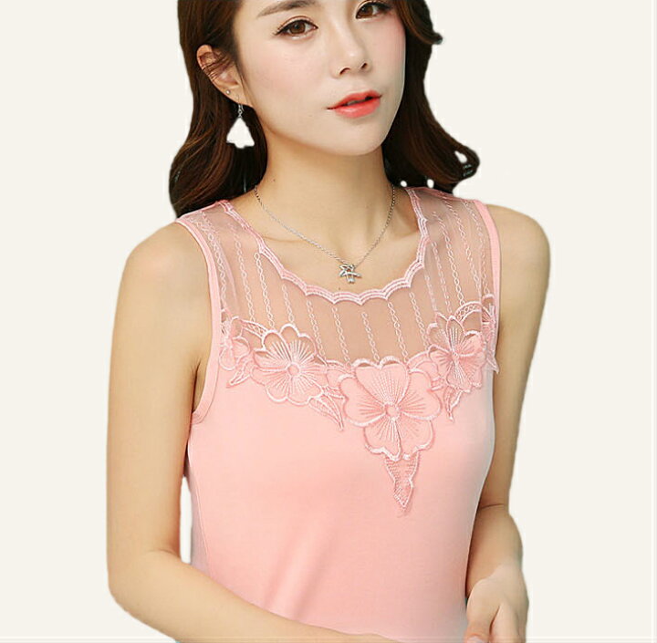 楽天市場】レースインナー 花柄 刺繍 レースタンクトップレース  