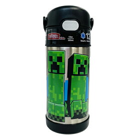 サーモス ストローボトル F410 ( マインクラフト ) 15650 THERMOS 水筒 保冷 355ml ステンレス ストロー ワンタッチ マイクラ Minecraft ゲーム クリーパー Creeper キッズ 男の子 かっこいい カラフル キャラクター グッズ 輸入品 インポート