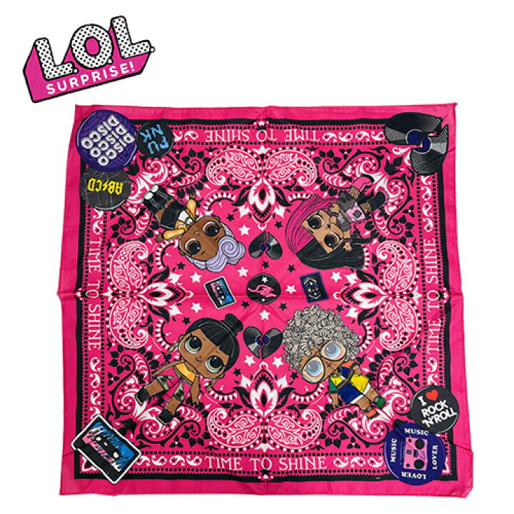 楽天市場 Lol バンダナ Lolサプライズ エルオーエル グッズ スカーフ 三角巾 ランチクロス ロック キャラクター 子供 キッズ 大人 ペット 雑貨 おしゃれ かわいい ピンク 黒 ブラック 輸入品 インポート アメリカ 海外 男の子 女の子 男子 女子 Bandana L O
