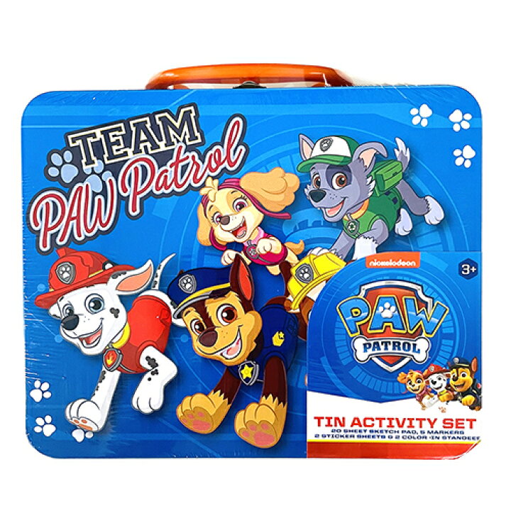 楽天市場 パウパトロール 缶ボックス入り アクティビティーセット パウパト おもちゃ グッズ ぬりえ 塗り絵 ぬり絵 シール ペン マーカー 文房具 缶 チェイス マーシャル ラブル スカイ ズーマ ロッキー 子供 こども 幼稚園 保育園 輸入品 インポート