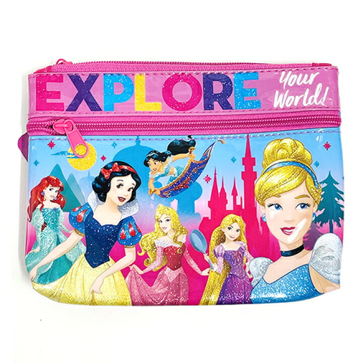 楽天市場 ディスニー プリンセス フラット ポシェット Explore ショルダー バッグ サコッシュ ぺたんこ お財布 アリエル オーロラ姫 シンデレラ ラプンツェル 白雪姫 ジャスミン かわいい 女の子 ラメ きらきら ギフト プレゼント 幼児 Pcng3115 Ss
