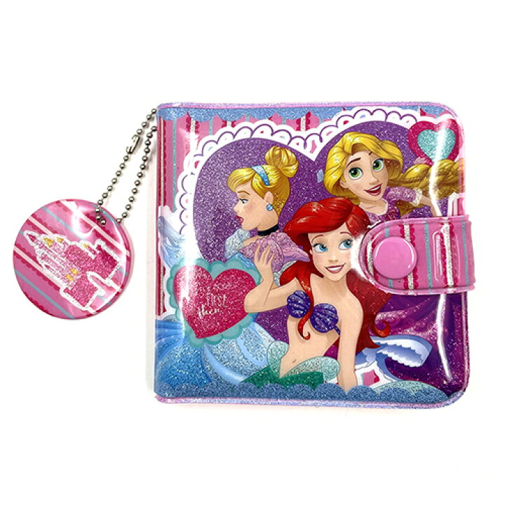 楽天市場 ディズニープリンセス 財布 スクエア キッズ用 ハート 3人 お財布 おさいふ ウォレット コインパース 札入れ ピンク パープル プリンセス 子供 子ども こども 女の子 キラキラ ラメ シンデレラ アリエル ラプンツェル かわいい 小学生 幼児 輸入品