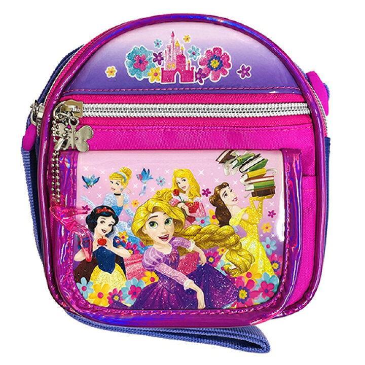 楽天市場 ディズニープリンセス おにぎり型 ショルダーバッグ 周りにフラワー ポシェット キッズ 子ども 斜め掛け バッグ ディズニー プリンセス 外ポケット付き パープル 紫 ラプンツェル シンデレラ アリエル 白雪姫 オーロラ姫 ベル ミニ ショルダー 女の子