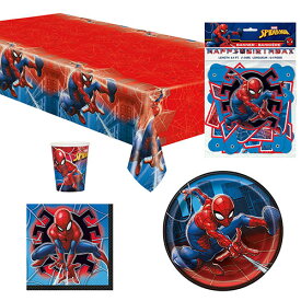 スパイダーマン パーティーグッズ セット 5アイテム yts0892 使い捨て 食器 パーティー 紙皿 紙ナプキン 紙コップ テーブルカバー バースデーバナー 誕生日 誕生日会 お誕生日会 誕生会 男の子 飾り付け マーベル MARVEL SPIDERMAN キャラクター グッズ 輸入品 インポート