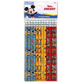 ミッキー 鉛筆 12本入り 18240 鉛筆 えんぴつ エンピツ 文具 文房具 ステーショナリー かわいい 黒 Disney MICKEY 輸入品 インポート 消しゴム付き