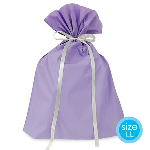ラッピング 袋 大 ギフトバッグ 梨地 リボン付巾着袋 ( パープル LL ) etc0036 紫 底 マチあり 底マチ 大きいサイズ おおきいサイズ 一枚 単品 リボン 巾着 袋 巾着袋 ラッピンググッズ ラッピン