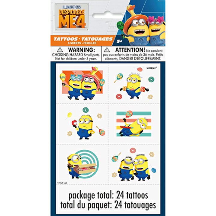 楽天市場】ミニオン ( ME4 ) タトゥーシール 24枚入り 19269 