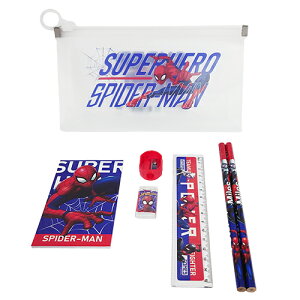 スパイダーマン ペンポーチ ステーショナリー入り19922 ペンケース 筆箱 鉛筆 えんぴつ 定規 消しゴム 鉛筆削り メモ帳 メモ ポーチ 文房具 文具 セット 男の子 マーベル MARVEL spider-man キャラ