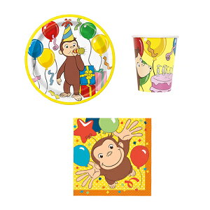 おさるのジョージ パーティーグッズ セット 3アイテム yts1587 使い捨て 食器 パーティー 紙皿 ペーパープレート 紙ナプキン ペーパーナプキン 紙コップ 誕生日 誕生日会 誕生会 男の子 飾り付