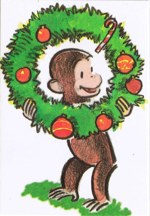 楽天市場 おさるのジョージ クリスマスポストカード リース 300f Curious George キュリアスジョージ 輸入 クリスマスカード X Mas Christmas かわいい キャラクター グッズ 送料無料 メール便配送 キャラクター雑貨 プレッツェル