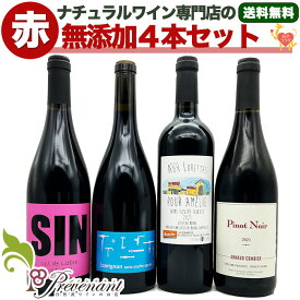 【 無添加 】 ナチュラルワイン 【 赤ワイン 4本 セット 】（750ml×4） ワインセット 赤 ワイン 無添加ワイン ＆ 自然派ワイン を楽しむための プレヴナン オリジナル小冊子 ギフト 期間限定 ホームパーティ 酸化 防止 剤 不 使用 父の日