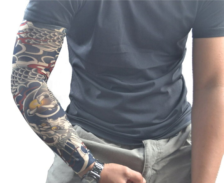 楽天市場 Tattoo スリーブ 刺青 入れ墨 アームカバー 左右2本組 タトゥ アームサポーター和柄 竜 極道 龍 ドラゴン プライス エボリューション