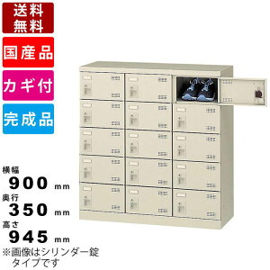 15人用シューズロッカー SLB-M15-R 業務用シューズボックス インテリア 鍵付きロッカー スチールロッカー コインリターン錠 更衣室 スポーツ施設 3列5段15人用 国産 名札差し付き 靴箱 下駄箱