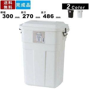 ゴミ箱 LFS-934 トラッシュカン 30L ごみ箱 ゴミ入れ ごみ置き クズ箱 くず入れ クズ置き シンプル ダストボックス ふた付 ブラウン ホワイト 屋内 屋外 ロック式 大容量 ポリプロピレン製 キッ