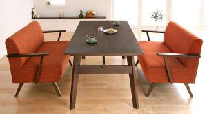 ダイニングセット(テーブル&ソファ) 4人 天然木北欧スタイル ソファダイニング 3点セット(テーブル+2Pソファ2脚) W160