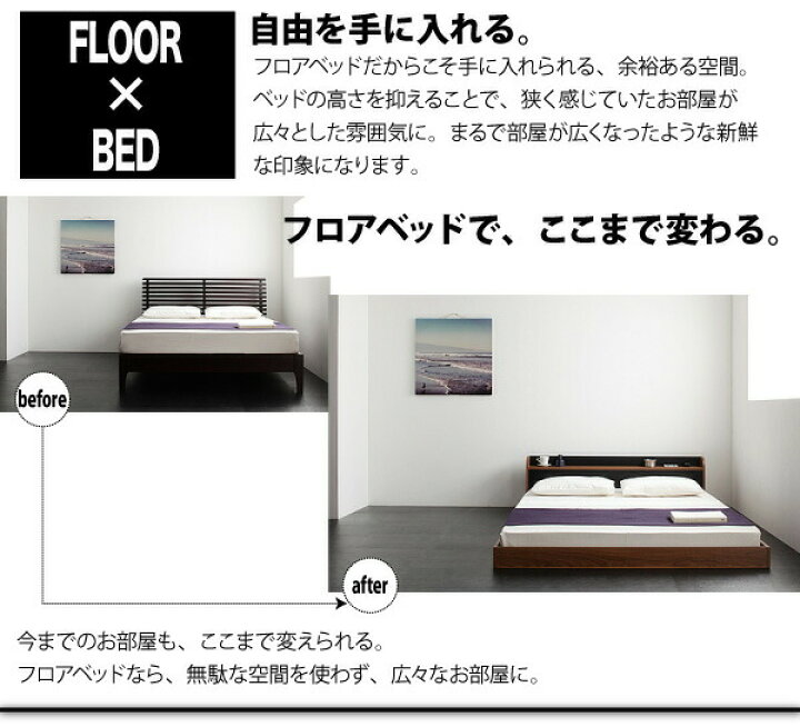 楽天市場】棚・コンセント付きバイカラーデザインフロアベッド 