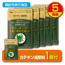 【期間限定特価+1個付】【送料無料・ゆうパケット配送】肥満気味の方のお腹の脂肪を減らす カテキン減肥粒 機能性表示食品 【60粒30日分】（5個組）粒タイプ　緑茶カテキン　ガレート型茶カテキン 体脂肪　ダイエット サプリ 健康食品 プリセプト