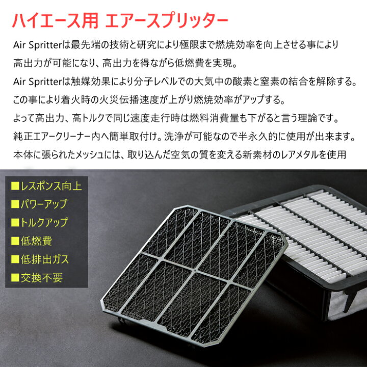 楽天市場 ファイナルコネクション エアースプリッター Lサイズ Toyota 0系 ハイエース専用 3型 H22年8月 2700ccガソリン車 Pgfk Asl01 03 レスポンス向上 パワーアップ 低燃費 低排出ガス エアクリーナー Air Spritter 高出力 高トルク 燃焼効率向上 トヨタ