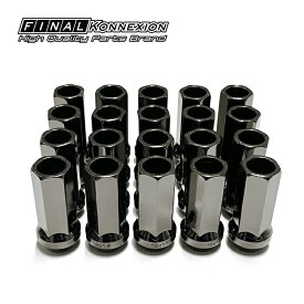 【ファイナルコネクション】 レーシングナット ブラッククローム 48mm ロング M12×P1.25/M12×P1.5 17HEX 冷感鍛造製 貫通タイプ テーパー角60° 錆に強い 【PGFK-RCNBC048-V】 FAINALKONNEXION ホイールナット ロックナット 汎用品