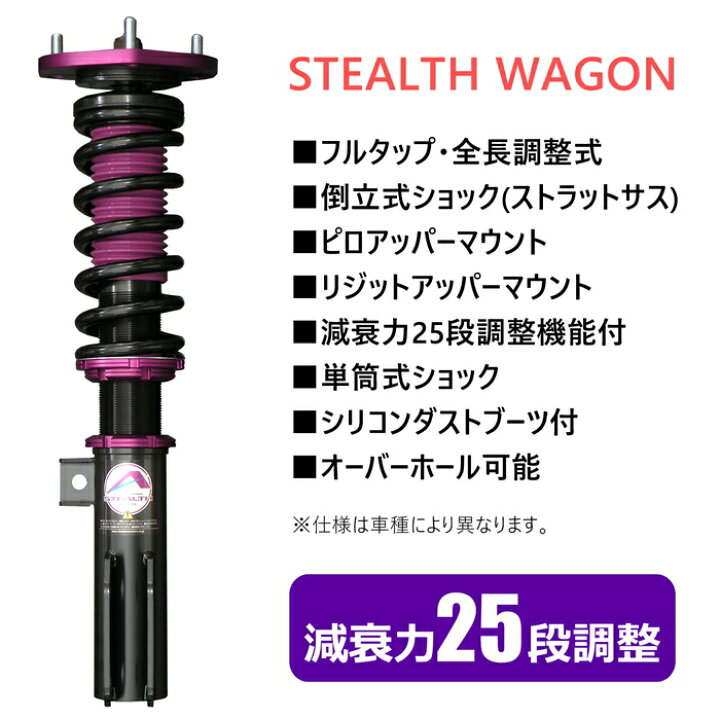 楽天市場 Stealth Wagon 車高調キット Toyota Nhp160 Ncp160 Nsp160 プロボックス サクシード専用 減衰力25段調整 フルタップ 全長調整式 ローダウン サスペンション Pgfk Wnt034 ファイナルコネクション ステルスワゴン トヨタ Probox Succeed Prient Garage