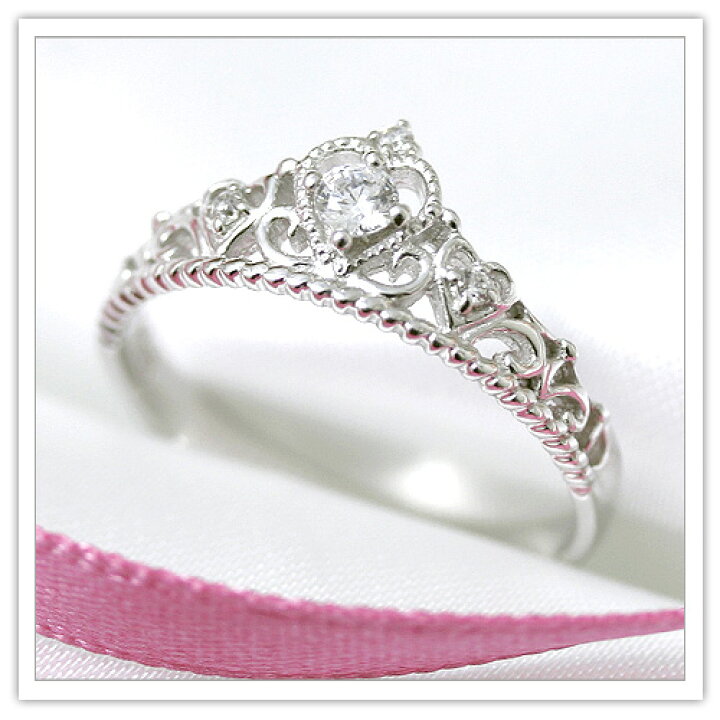 楽天市場】【K18WG】大人気『 愛されティアラリング 』ダイヤモンド計  