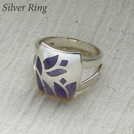 シルバー925 白蝶貝ワイドリング（パープル）指輪 SILVER925 銀製品 紫 染め ボリューム 幅広リング ギフト
