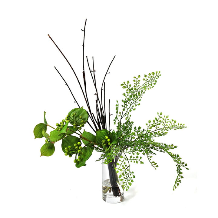 楽天市場 インテリア フェイクグリーン 人工観葉植物 造花サンキライ アジアンタム ウォーターシリンダー フェイクグリーンgreenpark おしゃれ リアル イミテーショングリーン アートグリーン プレゼント お祝い Prima Greenpark