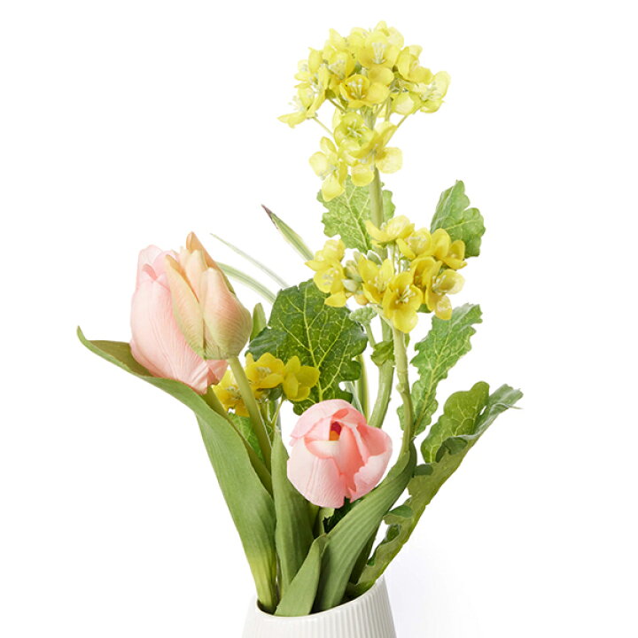 楽天市場 フラワーアレンジメント 造花 アーティフィシャルフラワー ひな祭り 桃 チューリップ 菜の花 アレンジメントセット Prima インテリア 枯れない おしゃれ 花 引っ越し祝い 新築祝い オフィス プレゼント ギフト シルクフラワー アートフラワー Prima Greenpark