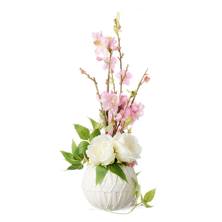 楽天市場 フラワーアレンジメント 造花 アーティフィシャルフラワー 桃の手毬ベースアレンジメント Prima インテリア 枯れない おしゃれ 花 引っ越し祝い 新築祝い オフィス プレゼント ギフト シルクフラワー アートフラワー Prima Greenpark