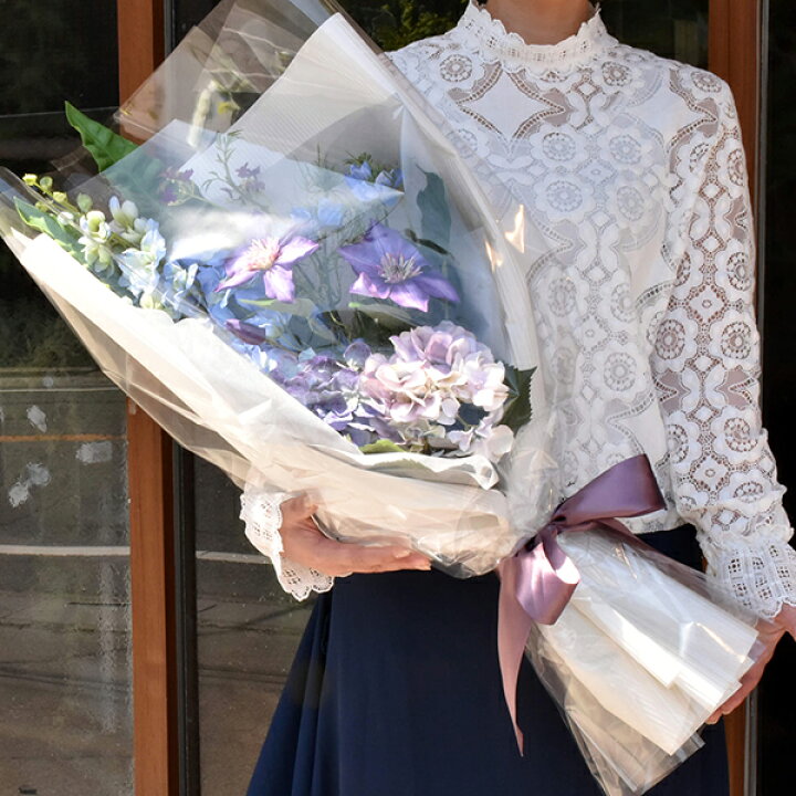 楽天市場 アーティフィシャルフラワー 造花季節の花束 初夏の紫陽花 ロング アーティフィシャルフラワー Prima ギフト 御祝い 記念日 開業 開店 開院 プレゼント サプライズ 花束 ブルー Prima Greenpark