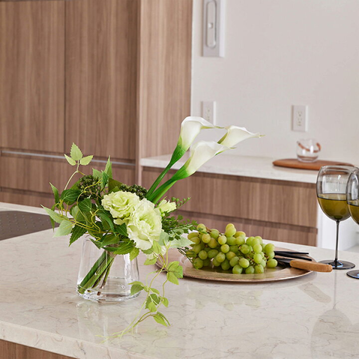 楽天市場 フラワーアレンジメント 造花 アーティフィシャルフラワー カラー ウォータートラペゾイド Prima インテリア 枯れない おしゃれ 花 引っ越し祝い 新築祝い オフィス プレゼント ギフト シルクフラワー アートフラワー シンプル スタイリッシュ Prima Greenpark