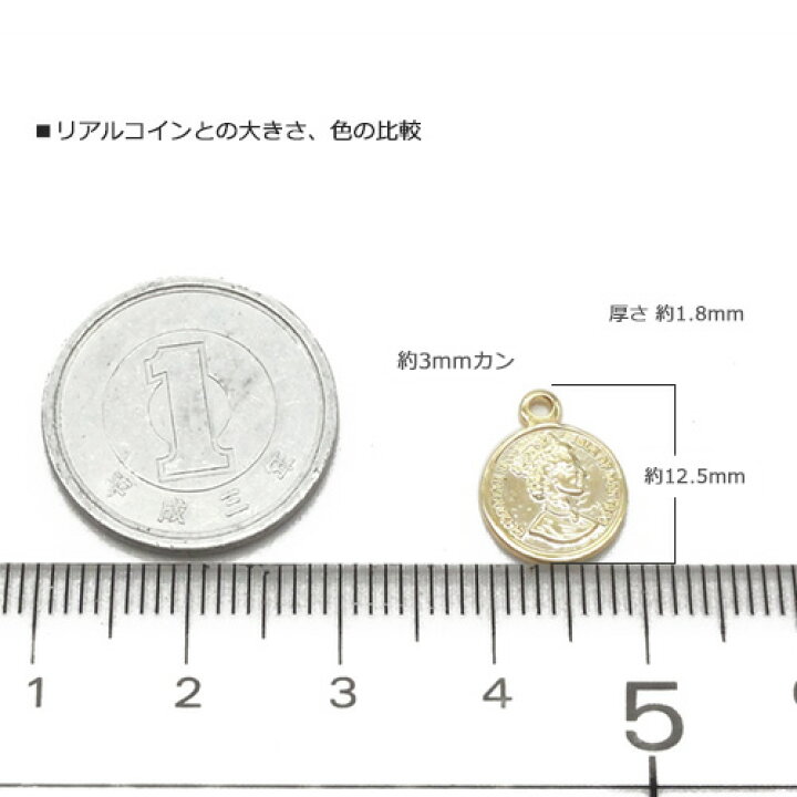 楽天市場】コインチャームパーツ エリザベス2世 10mm（2ヶ入） カン 