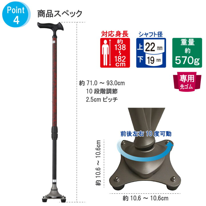 楽天市場】【 20％OFF 】 杖 介護用品 送料無料 フジホーム かるがも4 