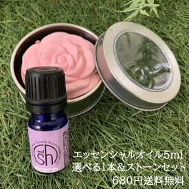 &SH アロマ スターター セット 6 エッセンシャルオイル 5ml ×1本 とアロマ ストーン セット アンドエスエイチ [ アロマオイル 夜 おしゃれ 無添加 天然 香り 手作り アロマセット 精油 ]tg_smc