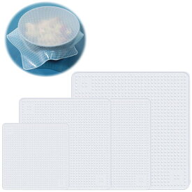 ESJNNK シリコンラップ 4個セット シリコン蓋 食品保存シリコンラップ 透明 食品ラップ シリコンリッド 繰り返し使える 密封性 耐冷 耐熱 調理の貯蔵