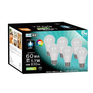 LEDd E26 6.9W 60W` F 5000K 830lm RA93 Lz Px F ȃGl `Ή fMގ{HΉ s 6 60W^ F