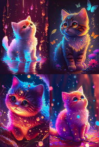 4個セット ダイヤモンドアート キット 猫,BetterJonny ダイアモンドビーズ絵画キット 手作り絵画手芸キット 5D ダイヤモンド キットアート壁アート 全面貼り付けタイプ DIY 手芸キット初心者 大