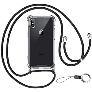 OJBSEN iPhone Xs/X �p�P�[�X �A�C�t�H�� Xs/X �p�J�o�[�y�X�g���b�v2��t���z���߉\�� �V�����_�[ ������ ��|�� �R�t�� ���^ ���� PC + �y�� �V���R�� TPU�o���p�[ �J�o�[ �X�g���b�v�z�[���t�� [